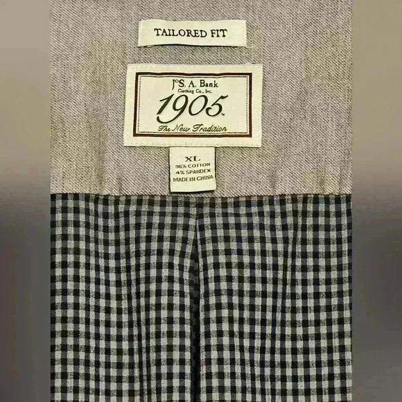 Joseph A. Bank Tailored Fit 1905 Long Sleeve Dress Shirt Gray Navy Blue Size XL - Picture 6 of 7